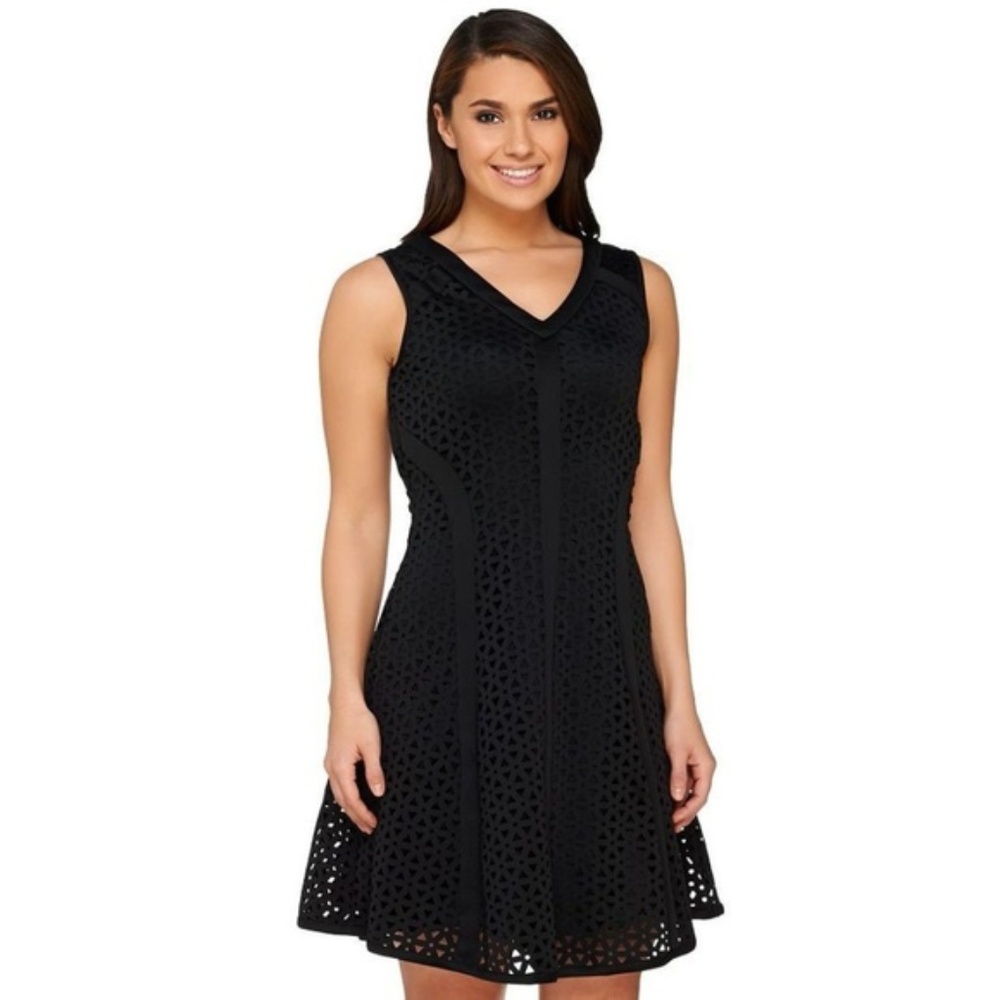 Black Dress Size 0 XS Seth Aaron SA A- Line Short Scuba Cutout Stretch Classic